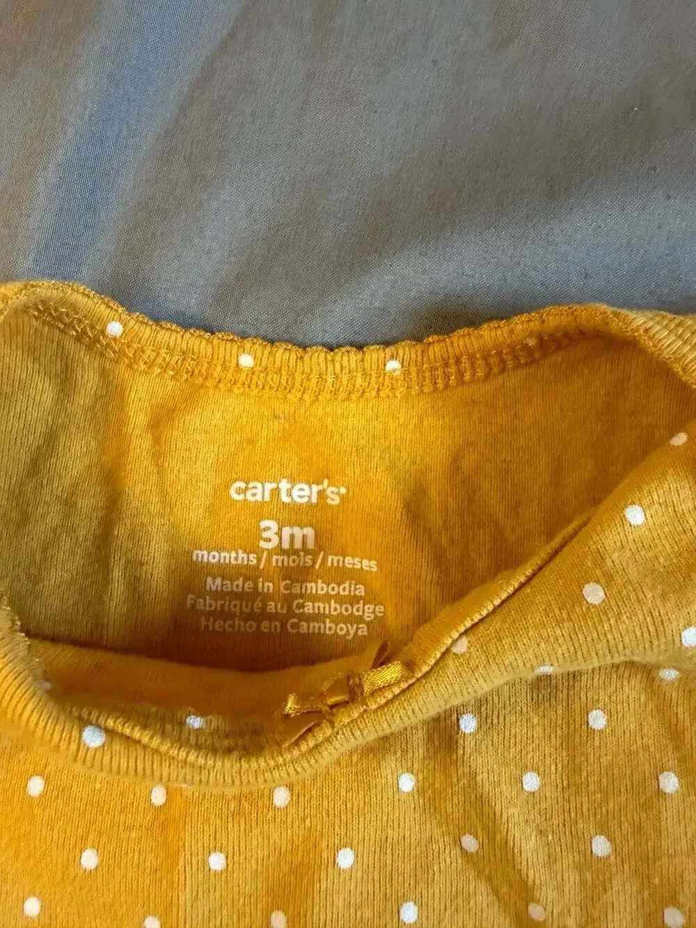 Carter's Bodysuit and Leggings Set Size 3m Yellow Polka Dot
